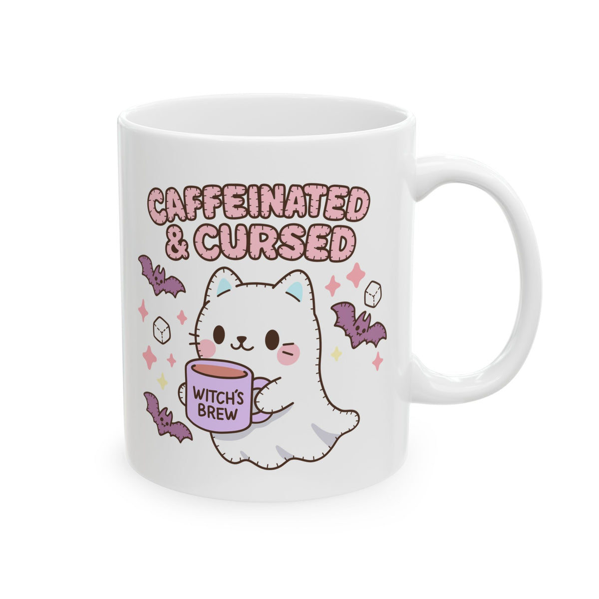 Caffeinated & Curse Ceramic Mug, (11oz, 15oz)