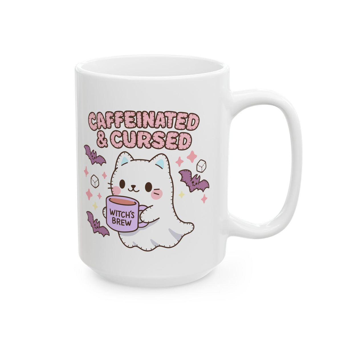 Caffeinated & Curse Ceramic Mug, (11oz, 15oz)