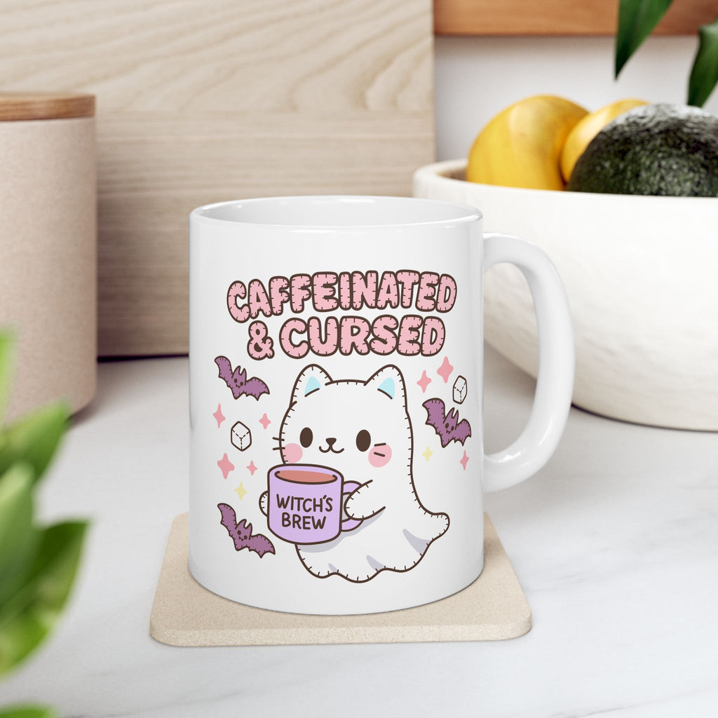 Caffeinated & Curse Ceramic Mug, (11oz, 15oz)